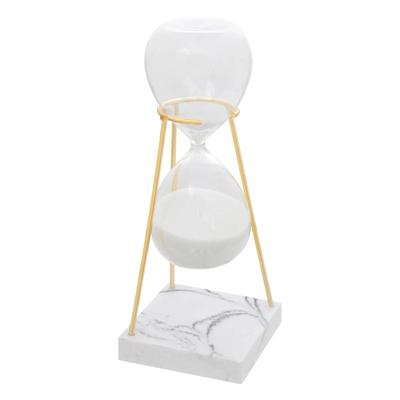 Zandloper cilinder - decoratie of tijdsmeting - 15 minuten - wit zand - D8 x H21 cm - glas