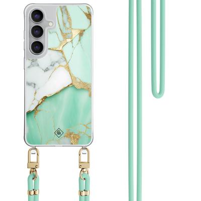 Samsung Galaxy S25 FE hoesje met mint koord - Marmer mintgroen