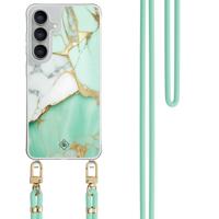 Samsung Galaxy S25 FE hoesje met mint koord - Marmer mintgroen