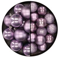 30x stuks kunststof kerstballen lila paars 3 en 4 cm - Kerstbal