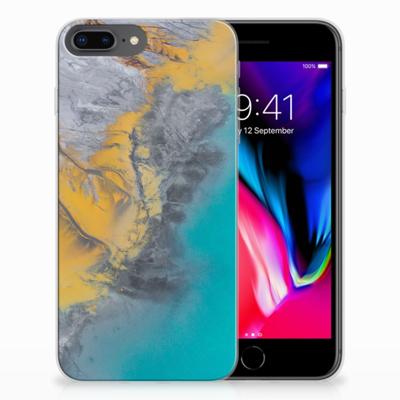 Apple iPhone 7 Plus | 8 Plus | TPU | Siliconen hoesje | Marble Blue Gold
