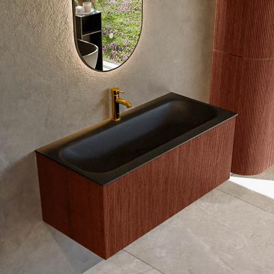 Badmeubel Mondiaz Kurve | 100 cm cm | Meubelkleur Ruby | Wastafelkleur Urban | Solid surface | Wasbak midden spoelbak | 1 kraangat