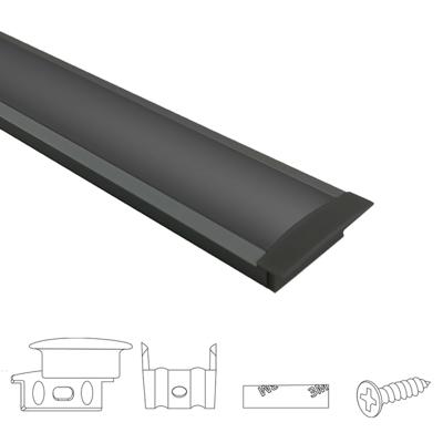 Aluminium ledstrip profiel zwart inbouw 4m - breed en laag - compleet met afdekkap
