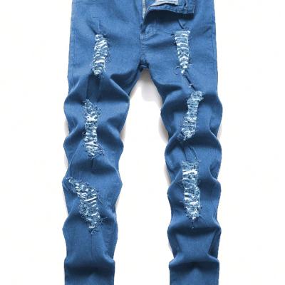 Bon&Bon Men's Ripped Skinny Jeans - Black Slim Fit Denim Light Wash / 30