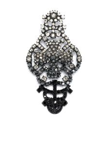 Christian Lacroix Pre-Owned broche tête de mort à strass (années 1990) - Noir