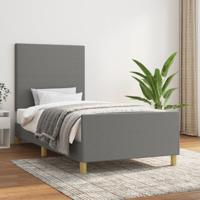 Bedframe zonder matras 90x190 cm stof donkergrijs