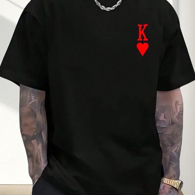 Bon&Bon Men's Heart Letter Pattern T-Shirt | 100% Cotton White Tee Black / S