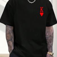 Bon&Bon Men's Heart Letter Pattern T-Shirt | 100% Cotton White Tee Black / S