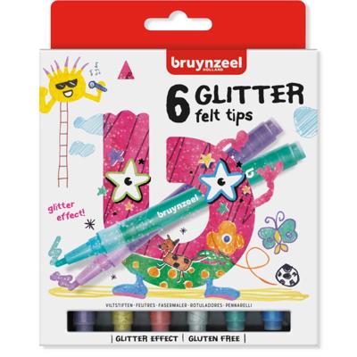 Bruynzeel glitter stiften - 6 stuks