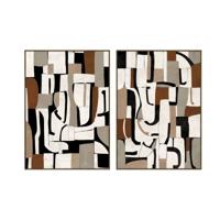Schilderij Home ESPRIT Wit Grijs Abstract Stads 100 x 4 x 140 cm (2 Stuks)
