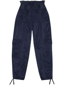 GANNI pantalon à taille haute à lien de resserrage - Bleu