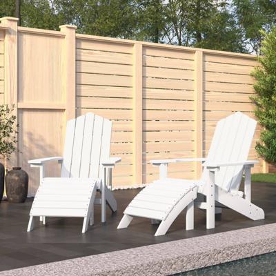 Tuinstoelen 2 st Adirondack met voetensteunen HDPE wit