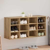 Schoenenkast artisanaal eikenkleurig 103x30x51 cm Bewerkt hout