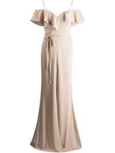 Marchesa Notte Bridesmaids robe longue à volants - Marron