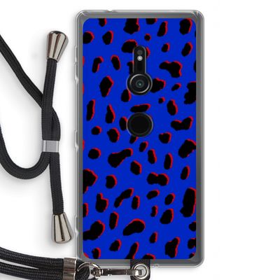 Blue Leopard: Sony Xperia XZ2 Transparant Hoesje met koord