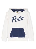 POLO RALPH LAUREN KIDS hoodie zippé à logo imprimé - Blanc