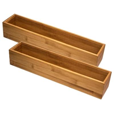 5Five lade orgaiseer bakjes - 3x - sorteer box - bamboe hout - 38 x 8 x 7 cm - Deviders