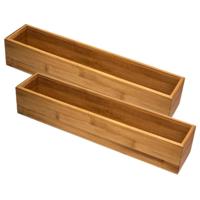 5Five lade orgaiseer bakjes - 3x - sorteer box - bamboe hout - 38 x 8 x 7 cm - Deviders