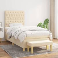 Boxspring met matras stof crèmekleurig 90x200 cm
