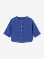 Personaliseerbare overhemd met maokraag voor jongens van katoengaas felblauw Personaliseerbare overhemd met maokraag voor jongens van katoengaas felblauw