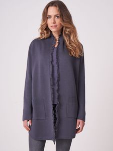 Open cardigan met sjaalkraag met franjes