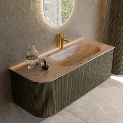 Badmeubel Mondiaz Kurve-Dlux | 115 cm | Meubelkleur Shadow | Wastafelkleur Arena | Solid surface | Wasbak rechter zijde spoelbak | 1 kraangat