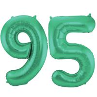 Folat Folie ballonnen - 95 jaar cijfer - groen - 86 cm - leeftijd feestartikelen - verjaardag