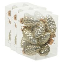 36x stuks glazen dennenappels kersthangers dusky lime goud/groen tinten 6 cm mat/glans - thumbnail