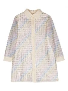 Gucci Kids robe-chemise GG à ornements en cristal - Tons neutres