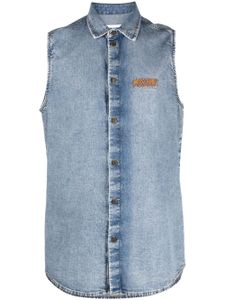 Moschino chemise sans manches à logo brodé - Bleu