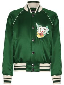 Dolce & Gabbana veste bomber satinée à logo imprimé - Vert