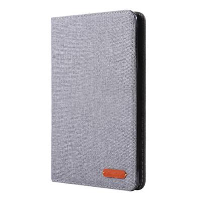 Voor iPad Mini 4/3/2/1 doek Teature horizontale Flip PU lederen draagtas met met houder & kaartsleuven (grijs)