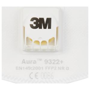 3M Aura™ 9322+ 9322+ Fijnstofmasker met ventiel FFP2 D 10 stuk(s) EN 149:2001, EN 149:2009 DIN 149:2001, DIN 149:2009