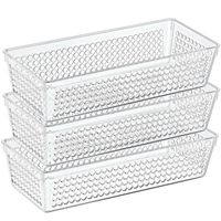 Organizer/opbergmandje - 3x - kunststof - transparant - 1.9L - 26 x 11 x 6 cm