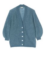 Il Gufo cardigan nervuré à col v - Bleu