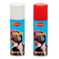 Supporters of Carnaval verkleed haarverf/haarspray set rood/wit 125 ml - thumbnail