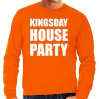 Woningsdag Kingsday house party sweater / trui voor thuisblijvers tijdens Koningsdag oranje heren 2XL  - - thumbnail
