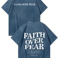 Bon&Bon Men's Letter Print Loose Fit Cotton T-Shirt - Black Blue / XXL