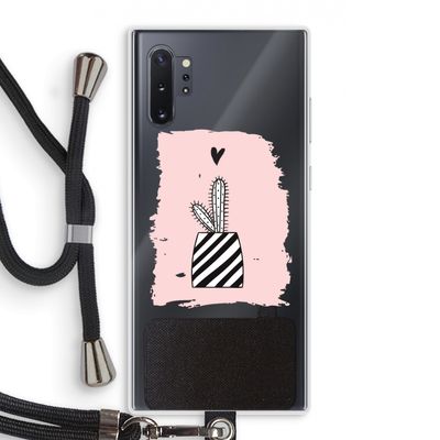 Zwart-wit cactus: Samsung Galaxy Note 10 Plus Transparant Hoesje met koord