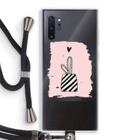 Zwart-wit cactus: Samsung Galaxy Note 10 Plus Transparant Hoesje met koord