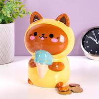 Coin bank Kawaii Minty yellow ceramic