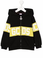 Gcds Kids hoodie zippé à logo imprimé - Noir