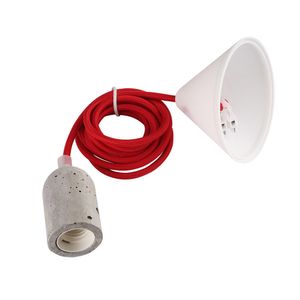Fitting E27 beton grijs snoer rood
