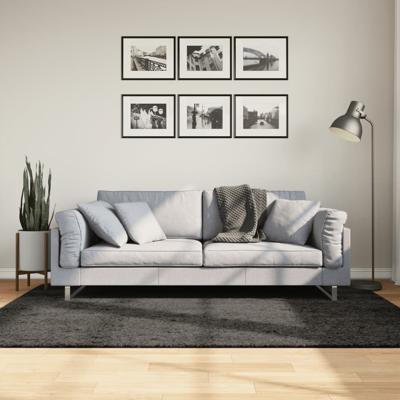 VidaXL Vloerkleed istan hoogpolig glanzend 140x200 cm antracietkleurig
