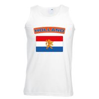 Singlet shirt/ tanktop Hollandse vlag wit heren