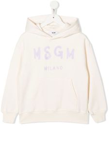 MSGM Kids hoodie en coton à logo imprimé - Tons neutres