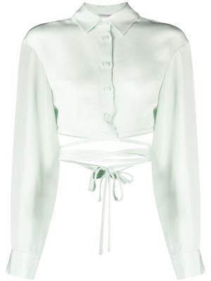 Christopher Esber chemise en soie à col noué - Vert
