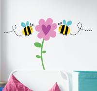 Sticker honingbij op bloem