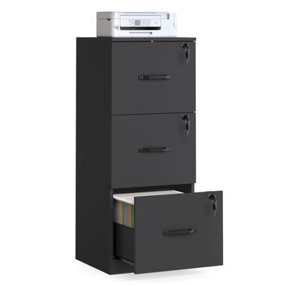 Archiefkast met afsluitbare laden en verstelbare hangstang, Zwart / 103H cm