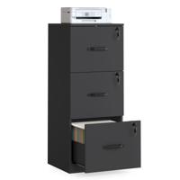 Archiefkast met afsluitbare laden en verstelbare hangstang, Zwart / 103H cm